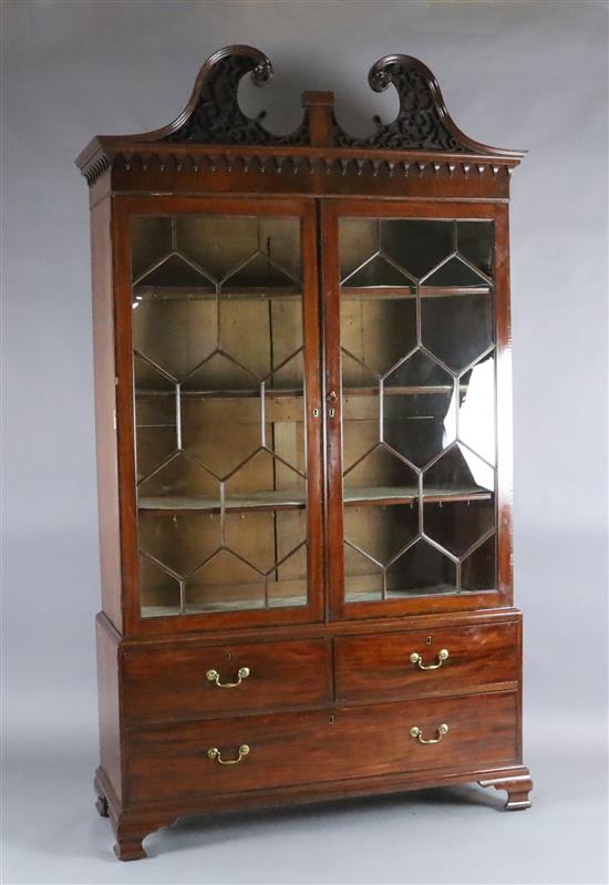 A George III mahogany display cabinet, W.4ft 7in. D.1ft 8in. H.8ft 3in.